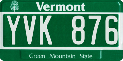 VT license plate YVK876