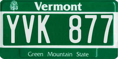 VT license plate YVK877