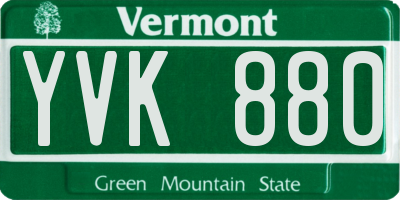 VT license plate YVK880