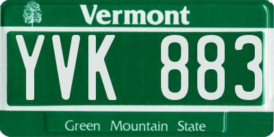 VT license plate YVK883