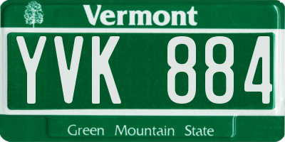VT license plate YVK884