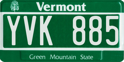 VT license plate YVK885
