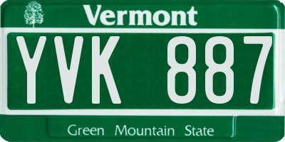 VT license plate YVK887