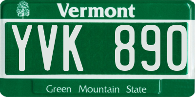 VT license plate YVK890