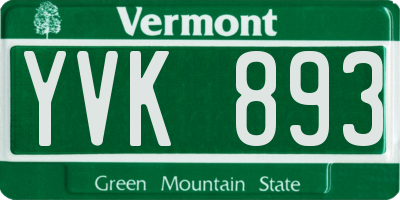 VT license plate YVK893