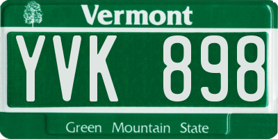 VT license plate YVK898
