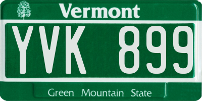 VT license plate YVK899