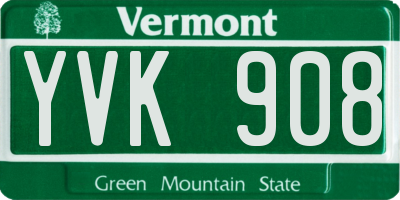 VT license plate YVK908
