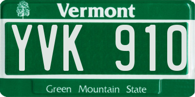 VT license plate YVK910