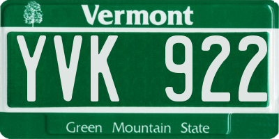 VT license plate YVK922