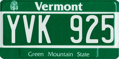 VT license plate YVK925