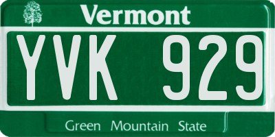 VT license plate YVK929