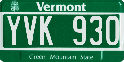 VT license plate YVK930