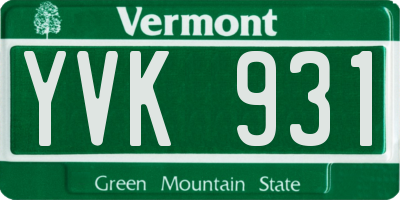 VT license plate YVK931