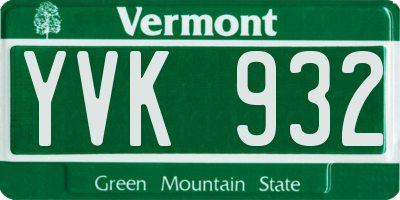 VT license plate YVK932