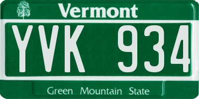 VT license plate YVK934