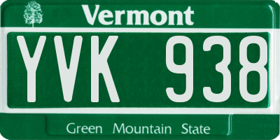 VT license plate YVK938