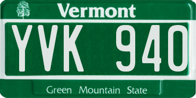 VT license plate YVK940