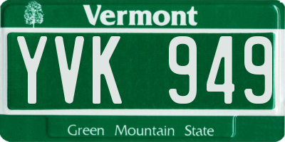 VT license plate YVK949