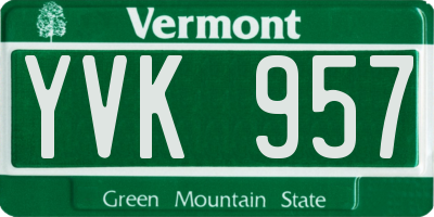 VT license plate YVK957
