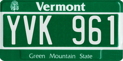 VT license plate YVK961