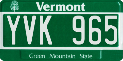 VT license plate YVK965