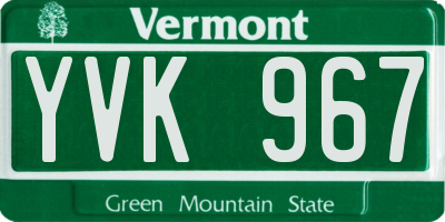 VT license plate YVK967
