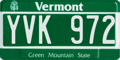 VT license plate YVK972