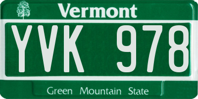 VT license plate YVK978