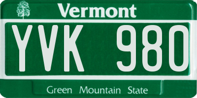 VT license plate YVK980