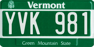 VT license plate YVK981