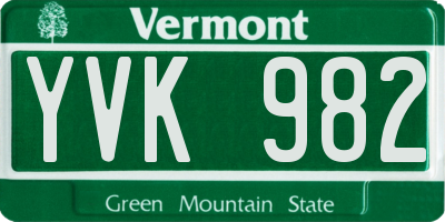 VT license plate YVK982