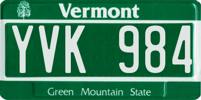 VT license plate YVK984