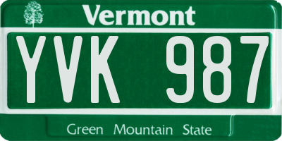 VT license plate YVK987