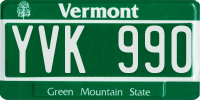 VT license plate YVK990