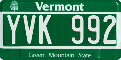 VT license plate YVK992