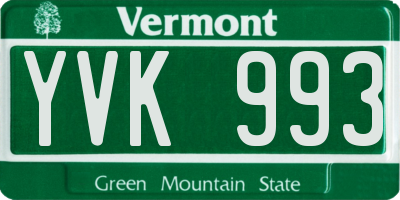 VT license plate YVK993