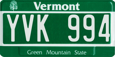VT license plate YVK994