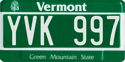 VT license plate YVK997