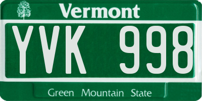 VT license plate YVK998