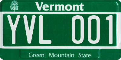 VT license plate YVL001