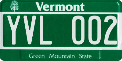 VT license plate YVL002
