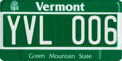 VT license plate YVL006