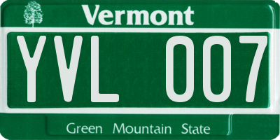 VT license plate YVL007