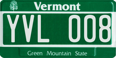 VT license plate YVL008