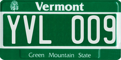 VT license plate YVL009