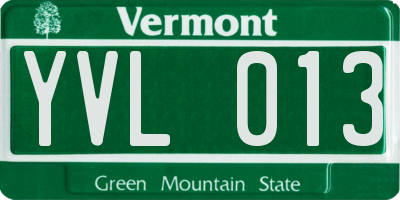 VT license plate YVL013
