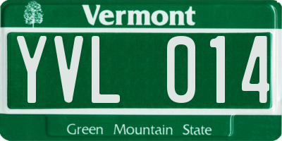 VT license plate YVL014
