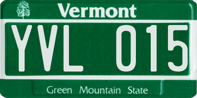 VT license plate YVL015