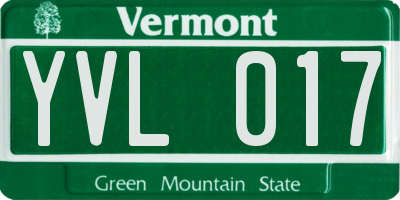 VT license plate YVL017